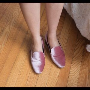 Intervalle crushed velvet pink flats
